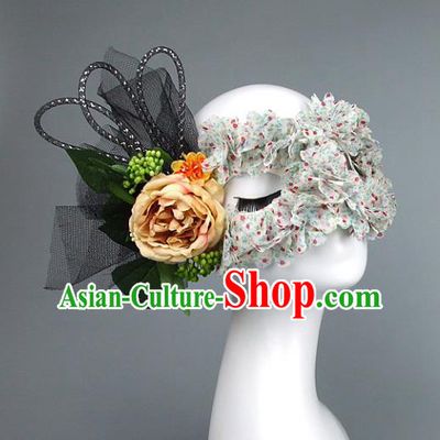 Top Grade Handmade Exaggerate Fancy Ball Accessories Black Veil Mask, Halloween Model Show Ceremonial Occasions Face Mask