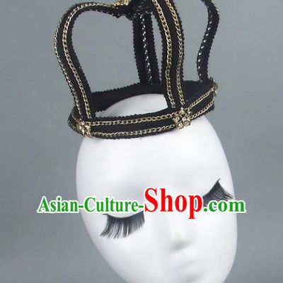 Handmade Halloween Royal Crown Hair Accessories Model Show Headdress, Halloween Ceremonial Occasions Miami Deluxe Exaggerate Fancy Ball Headwear