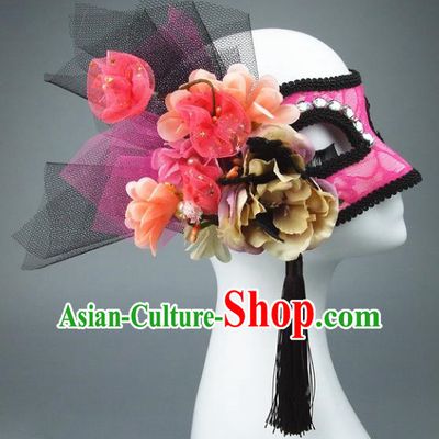 Handmade Halloween Fancy Ball Accessories Pink Mask, Ceremonial Occasions Miami Model Show Face Mask