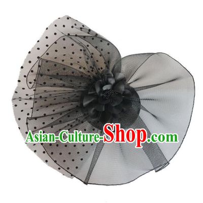 Handmade Vintage Hair Accessories Veil Black Top Hat, Bride Ceremonial Occasions Model Show Headdress