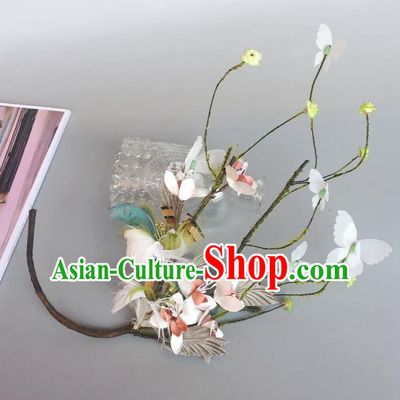 Handmade Exaggerate Fancy Ball Hair Accessories Flowers Hair Clasp Headwear, Halloween Ceremonial Occasions Model Show Headdress