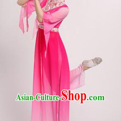 Traditional Chinese Classical Yangge Dance Embroidered Costume, Folk Fan Dance Uniform Classical Dance Pink Clothing for Women