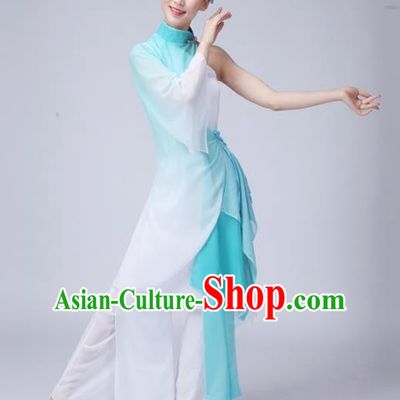 Traditional Chinese Yangge Fan Dance Costume, Folk Dance Uniform Classical Dance Green Dress Clothing for Women