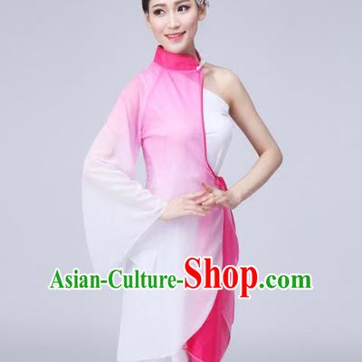 Traditional Chinese Yangge Fan Dance Costume, Folk Dance Uniform Classical Dance Pink Dress Clothing for Women