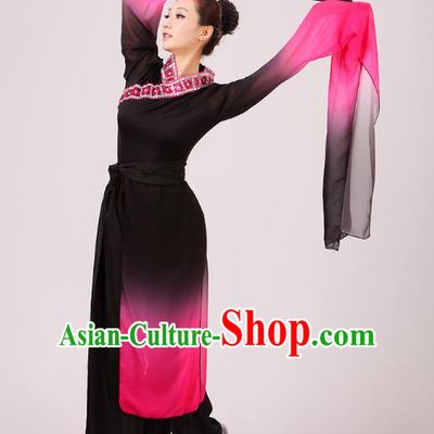 Traditional Chinese Yangge Fan Dance Dance Black Costume, Folk Dance Uniform Classical Dance Water Sleeve Clothing for Women