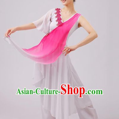 Traditional Chinese Yangge Dance Costume, Folk Fan Dance Pink Uniform Classical Dance Dress Clothing for Women