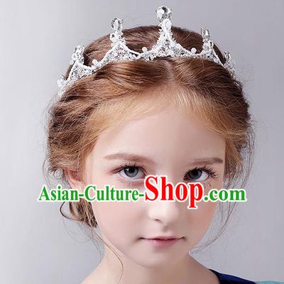 Handmade Children Hair Accessories Princess Headwear Model Show Girls Crystal Royal Crown for Kids