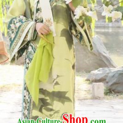 Asian Chinese Qing Dynasty Traditional Manchu Imperial Concubine Embroidered Costume and Handmade Headpiece Complete Set