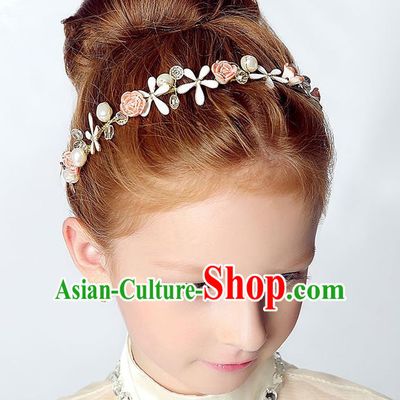 Handmade Children Hair Accessories Ceramics Flowers Hair Stick, Princess Halloween Model Show Headwear Hair Clasp for Kids