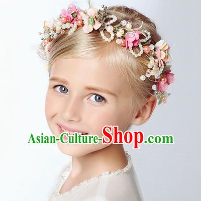 Handmade Children Hair Accessories Flowers Garland, Princess Halloween Model Show Headwear Hair Clasp for Kids