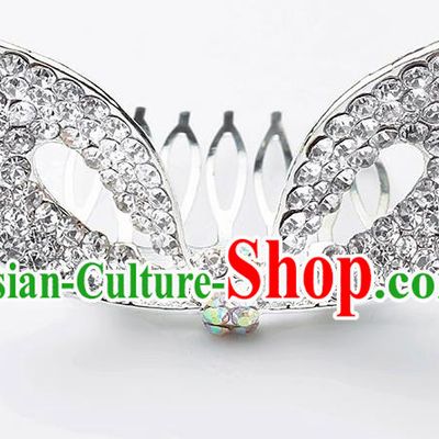 Handmade Children Hair Accessories Crystal Hair Comb, Princess Halloween Model Show Royal Crown Headwear for Kids
