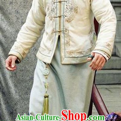 Asian Chinese Qing Dynasty Manchu Nobility Childe Mandarin Jacket Embroidered Costume for Men