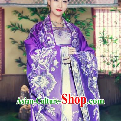 Asian Chinese Acient Southern Liang Dynasty Imperial Empress Embroidered Costume, Traditional China Phoenix Warriors Queen Clothing