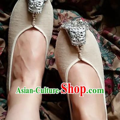 Asian Chinese Shoes Wedding Shoes Hand Linen Shoes, Traditional China Princess Shoes Hanfu Shoes for Women