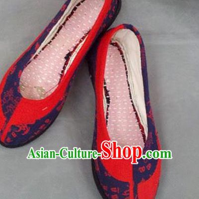 Traditional Chinese National Wedding Red Cloth Shoes Embroidered Shoes, China Handmade Shoes Hanfu Embroidery Shoes for Women
