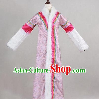 Traditional Ancient Chinese Imperial Consort Costume Pink Cloak, Chinese Qing Dynasty Manchu Lady Embroidered Clothing for Women