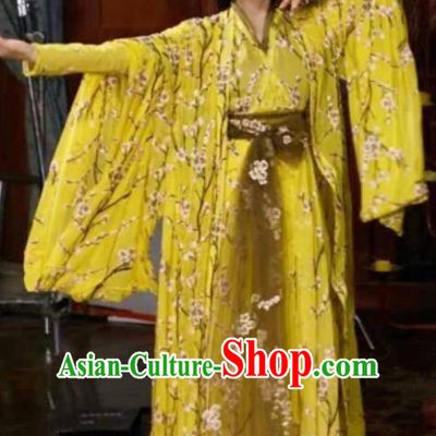 Asian China Northern and Southern Dynasties Palace Lady Dance Costume, Traditional Chinese Lost Love In Times Ancient Embroidered Clothing for Women
