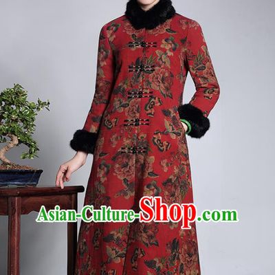 Traditional Chinese National Costume Elegant Hanfu Cheongsam Coat, China Tang Suit Plated Buttons Chirpaur Dust Coat for Women