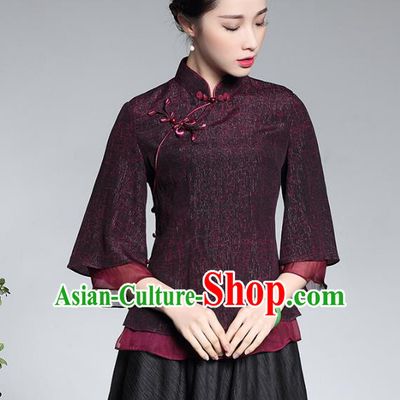 Traditional Ancient Chinese Young Lady Cheongsam Upper Outer Garment, Republic of China Stand Collar Qipao Shirts Tang Suit Blouse for Women