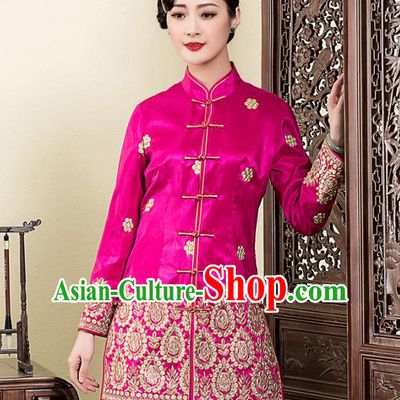 Traditional Ancient Chinese Young Lady Plated Buttons Embroidered Jackets, Asian Republic of China Qipao Tang Suit Coats for Women
