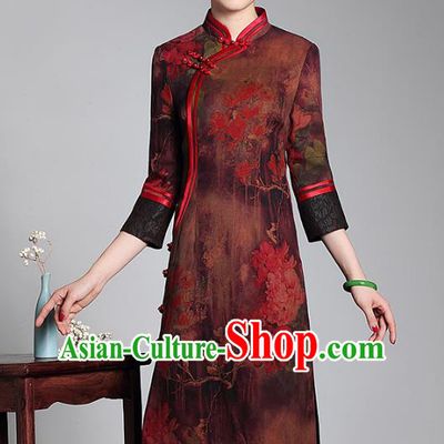 Top Grade Asian Republic of China Plated Buttons Watered Gauze Cheongsam, Traditional Chinese Tang Suit Qipao Dress for Women