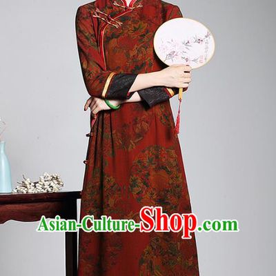 Asian Republic of China Top Grade Plated Buttons Watered Gauze Cheongsam, Traditional Chinese Tang Suit Qipao Dress for Women