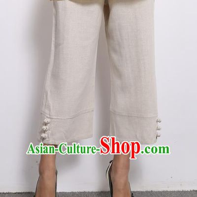 Traditional Chinese National Costume Loose Pants, Elegant Hanfu Linen Wide leg Pants, China Tang Suit Ultra-wide-leg Trousers for Women