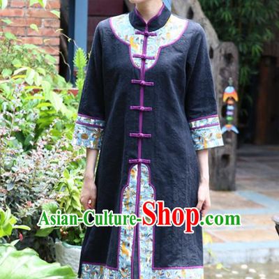 Asian China Top Grade Front Opening Cheongsam Coats, Traditional Chinese Tang Suit Hanfu Plated Button Qipao Shirts for Women