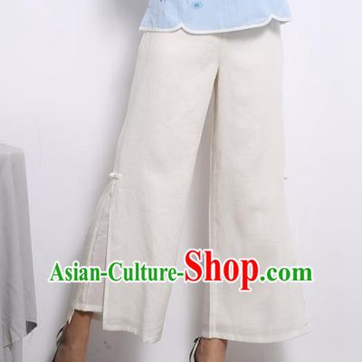 Traditional Chinese National Costume Loose Pants, Elegant Hanfu Embroidered Chiffon Wide leg Pants, China Ethnic Minorities Tang Suit Ultra-wide-leg Trousers for Women