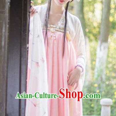 Asian China Tang Dynasty Imperial Concubine Costume, Traditional Chinese Ancient Princess Hanfu Clothing for Women