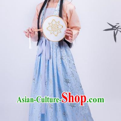 Asian China Song Dynasty Palace Lady Costume, Traditional Chinese Ancient Princess Embroidered Hanfu Clothing for Women