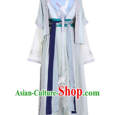 Asian China Song Dynasty Palace Lady Embroidered Costume, Traditional Ancient Chinese Princess Embroidery Hanfu Clothing for Women