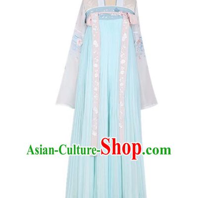 Asian China Tang Dynasty Palace Lady Embroidered Costume, Traditional Ancient Chinese Princess Embroidery Hanfu Clothing for Women