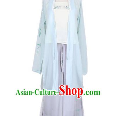 Asian China Song Dynasty Young Lady Embroidered Costume Complete Set, Traditional Ancient Chinese Princess Embroidery Hanfu Clothing for Women