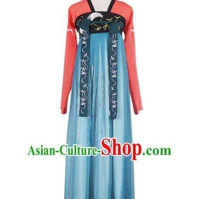 Asian China Tang Dynasty Imperial Concubine Embroidered Costume, Traditional Ancient Chinese Princess Elegant Hanfu Slip Skirt Clothing for Women