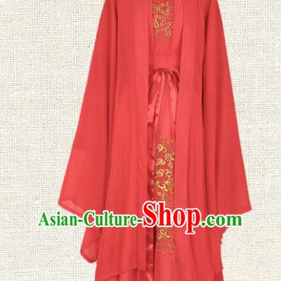 Asian China Tang Dynasty Princess Embroidered Costume Complete Set, Traditional Ancient Chinese Elegant Hanfu Wedding Red Clothing for Women