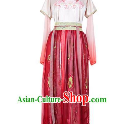 Asian China Tang Dynasty Palace Lady Embroidered Costume, Traditional Ancient Chinese Elegant Hanfu Imperial Concubine Clothing for Women
