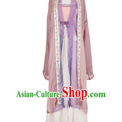 Asian China Song Dynasty Palace Lady Costume Embroidered Clothing Complete Set, Traditional Ancient Chinese Elegant Hanfu for Women