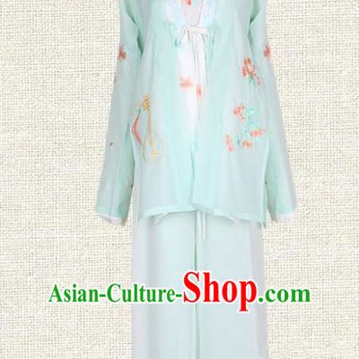 Asian China Song Dynasty Young Lady Costume Embroidered Clothing Complete Set, Traditional Ancient Chinese Princess Elegant Hanfu for Women