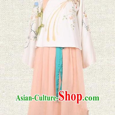 Asian China Ming Dynasty Palace Lady Embroidered Clothing, Traditional Ancient Chinese Imperial Princess Hanfu Dress Clothing for Women