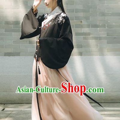 Asian China Ming Dynasty Palace Lady Costume, Traditional Ancient Chinese Princess Elegant Hanfu Embroidered Butterfly Blouse and Skirt for Women