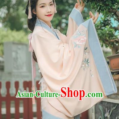 Asian China Han Dynasty Palace Lady Costume Yellow Curve Bottom, Traditional Ancient Chinese Princess Elegant Embroidered Hanfu Clothing for Women