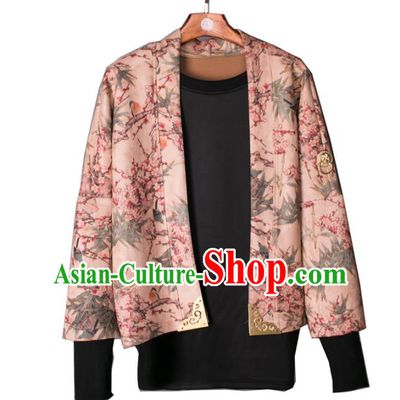 Asian China National Costume Printing Jacket, Traditional Chinese Tang Suit Coat Clothing for Men