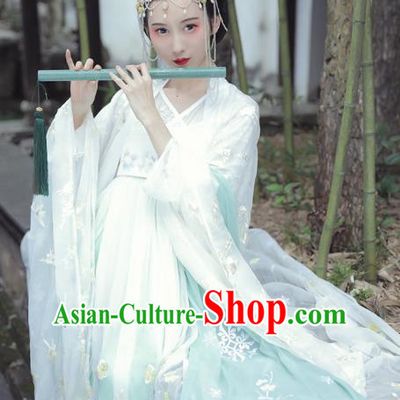 Asian China Tang Dynasty Palace Lady Costume, Traditional Ancient Chinese Imperial Concubine Embroidered Elegant Hanfu Clothing for Women