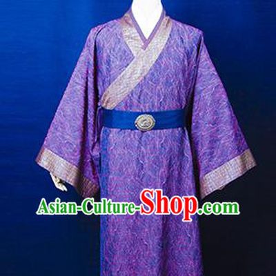 Traditional Ancient Chinese Emperor Costume, Asian Chinese Han Dynasty Majesty Purple Robe Clothing for Men