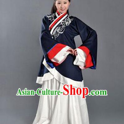 Asian China Ancient Han Dynasty Palace Lady Costume, Traditional Chinese Imperial Empress Tailing Embroidered Black Curve Bottom Clothing for Women