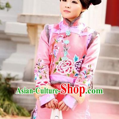 Traditional Ancient Chinese Imperial Consort Costume, Chinese Qing Dynasty Manchu Lady Embroidered Clothing for Women
