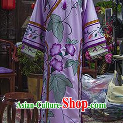 Traditional Ancient Chinese Imperial Consort Costume, Chinese Qing Dynasty Manchu Lady Purple Dress Clothing for Women