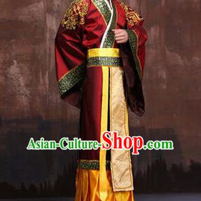 Traditional Ancient Chinese Emperor Royal Highness Costume, Asian Chinese Han Dynasty Majesty Clothing for Men