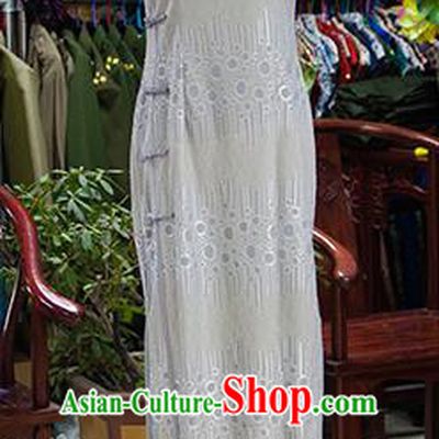 Traditional Ancient Chinese Republic of China Grey Cheongsam, Asian Chinese Chirpaur Printing Qipao Dress Clothing for Women